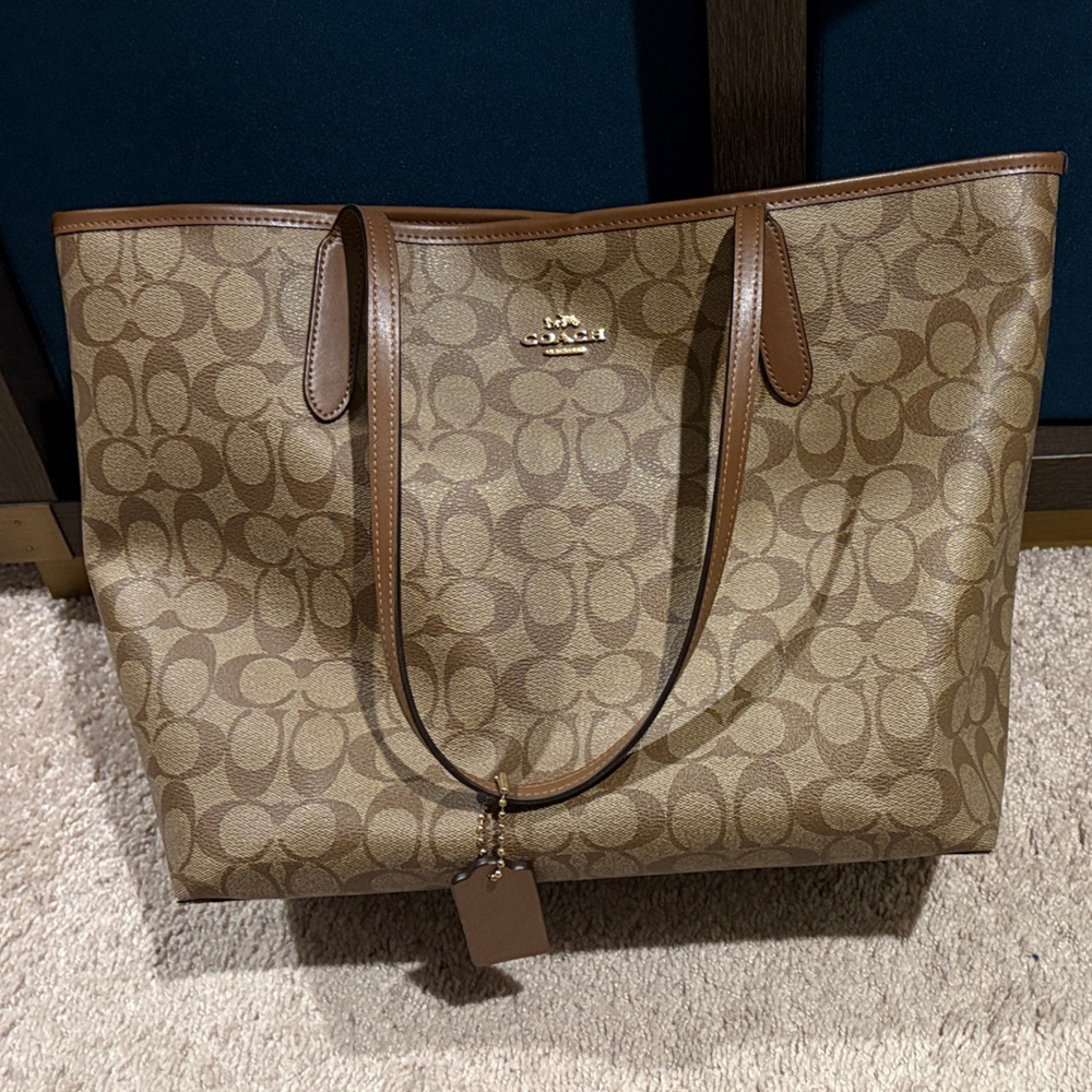 Coach Tan and Brown Signature Tote